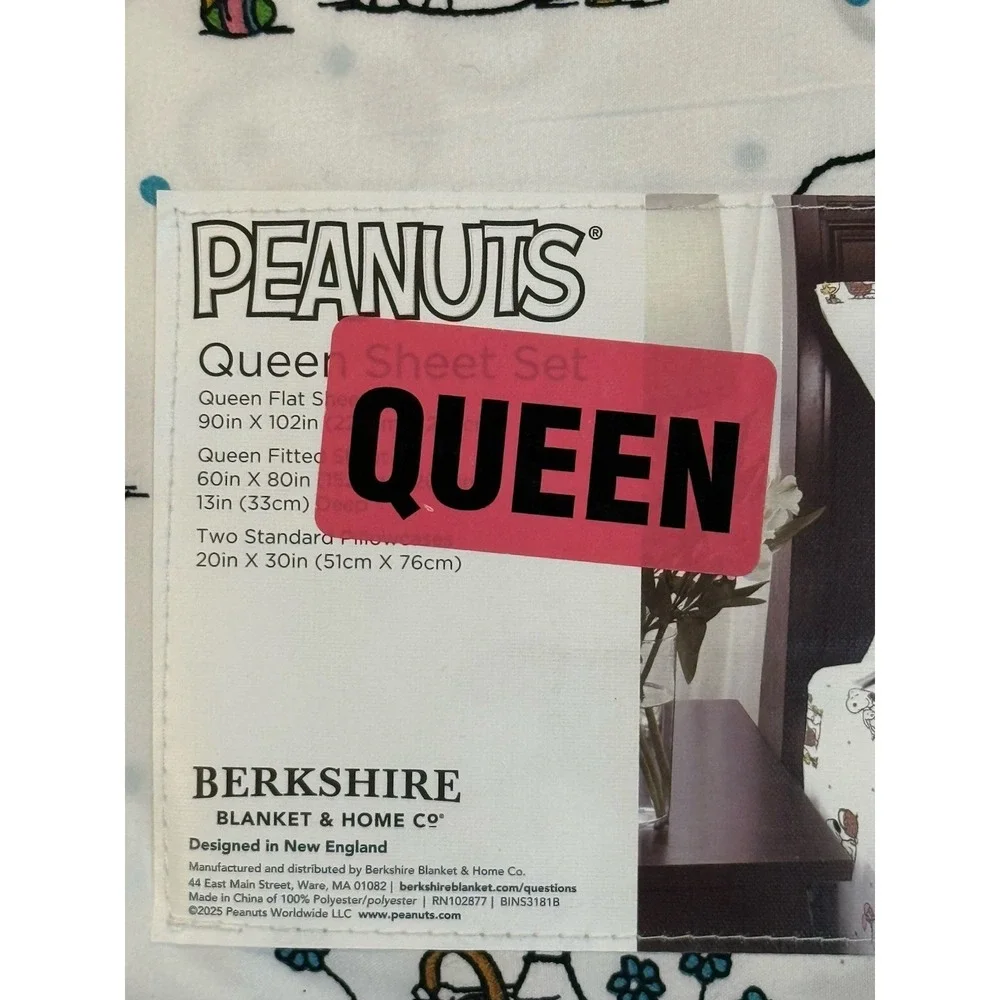 Peanuts Snoopy Easter Print Queen Sheet Set 4 Pc 100%‎ Polyester By Berkshire